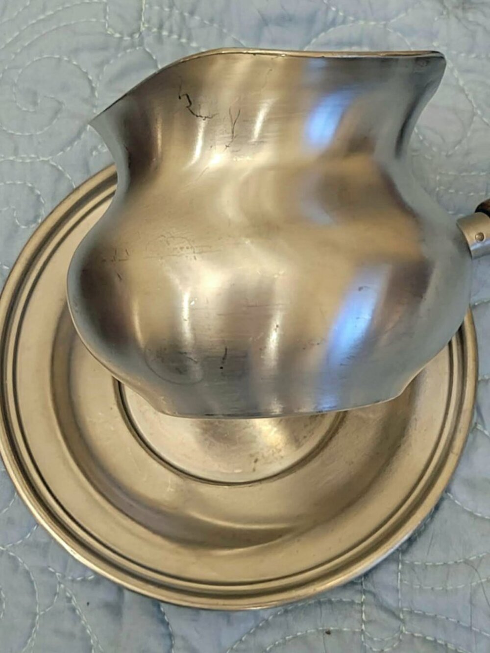 Vintage Preisner Pewter Pipkin Pot & Underplate - Artisan Crafted